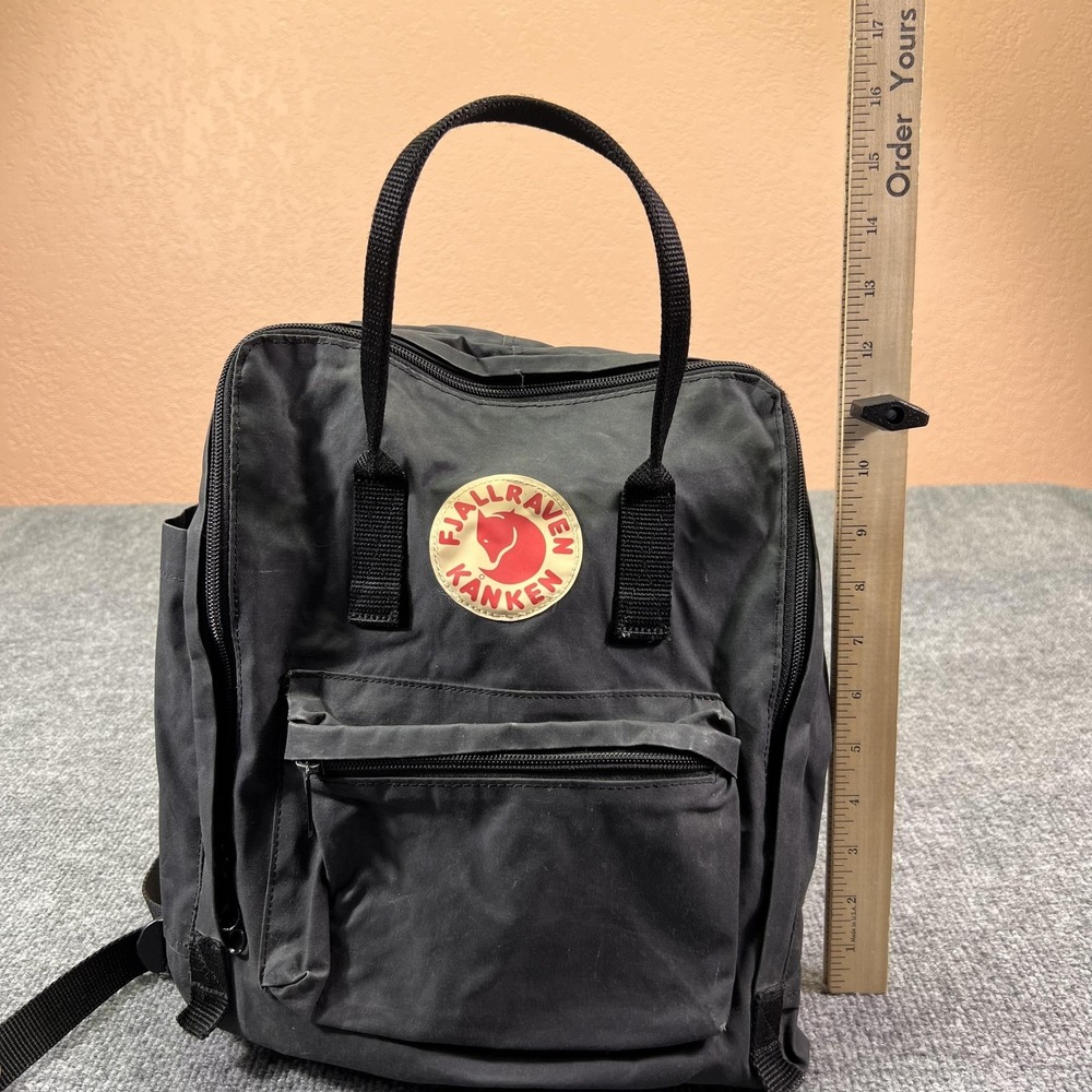 Fjallraven Kanken Classic Backpack Black Grey 23510 Vinylon F School Bag - Picture 14 of 16
